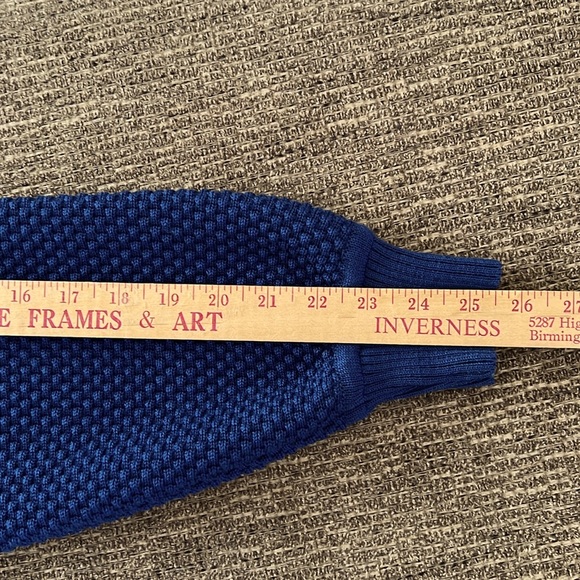 Geiger Collections Royal Blue Mixed Pattern Wool Sweater Cardigan Vintage Chic - Picture 12 of 12